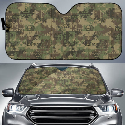 Camouflage Aztec Green Army Print Car Sun Shade For Windshield