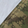Camouflage Aztec Green Army Print Fleece Blanket
