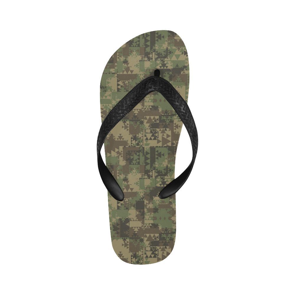 Camouflage Aztec Green Army Print Flip Flops-JTAMIGO.COM