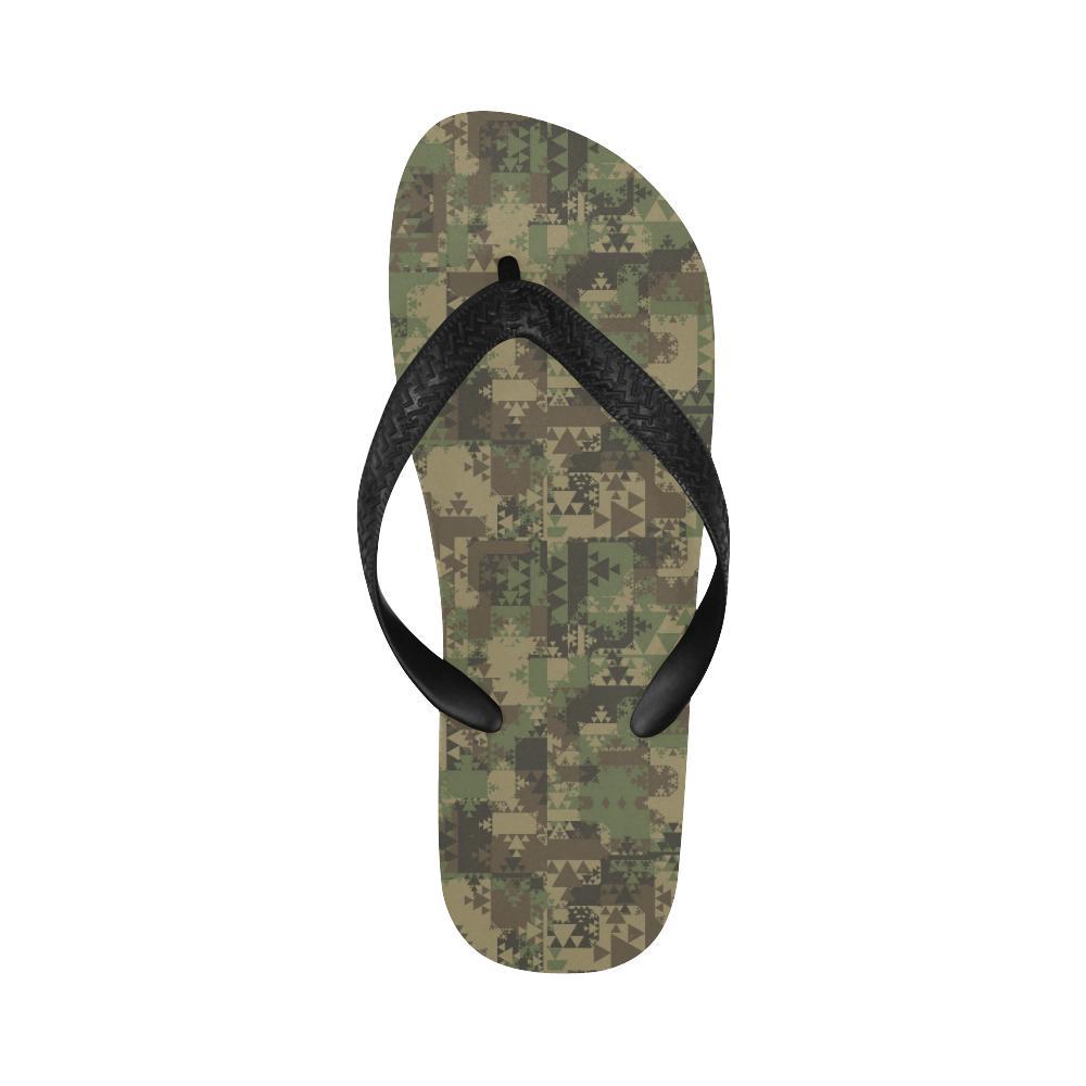 Camouflage Aztec Green Army Print Flip Flops-JTAMIGO.COM