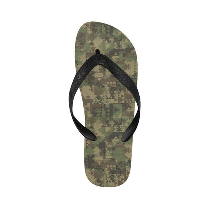 Camouflage Aztec Green Army Print Flip Flops-JTAMIGO.COM