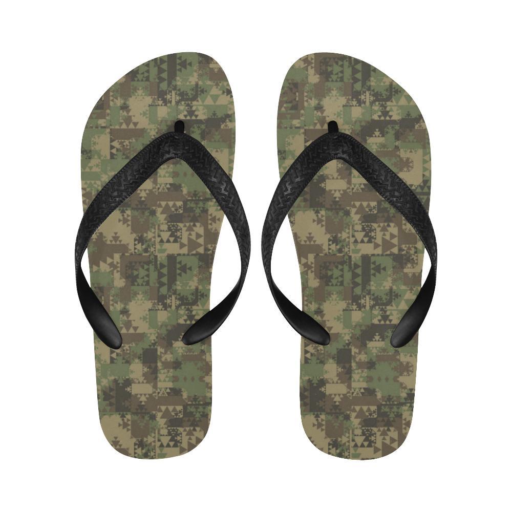 Camouflage Aztec Green Army Print Flip Flops-JTAMIGO.COM