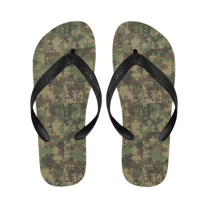 Camouflage Aztec Green Army Print Flip Flops-JTAMIGO.COM