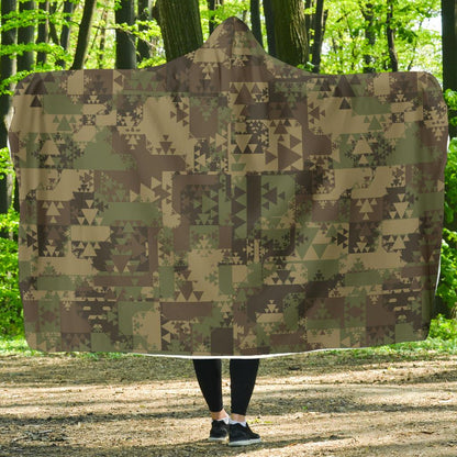 Camouflage Aztec Green Army Print Hooded Blanket-JTAMIGO.COM
