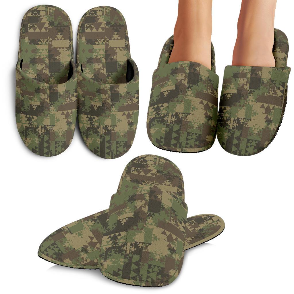 Camouflage Aztec Green Army Print House Slippers