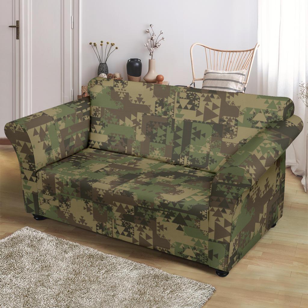 Camouflage Aztec Green Army Print Loveseat Slipcover-JTAMIGO.COM