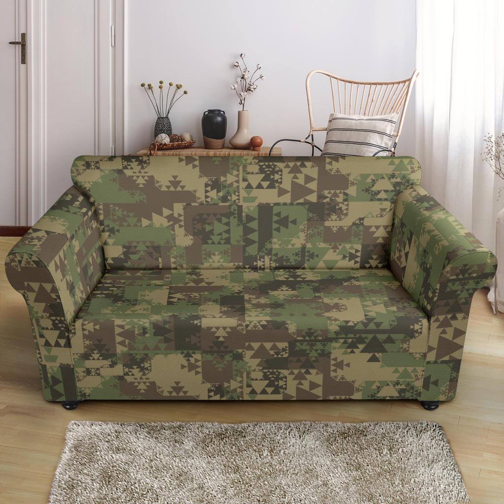 Camouflage Aztec Green Army Print Loveseat Slipcover-JTAMIGO.COM