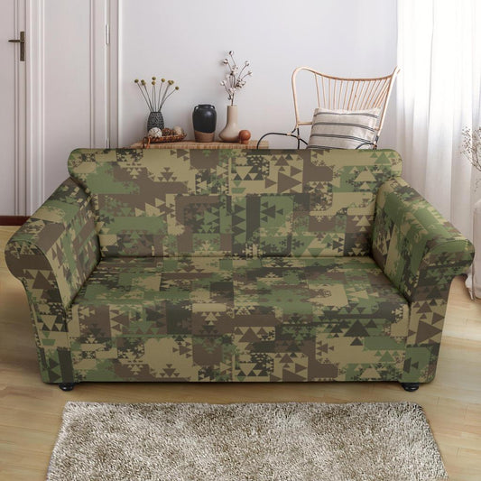 Camouflage Aztec Green Army Print Loveseat Slipcover-JTAMIGO.COM
