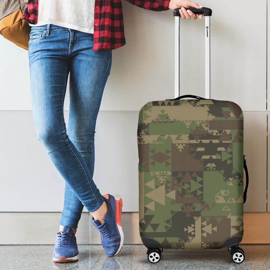Camouflage Aztec Green Army Print Luggage Cover Protector