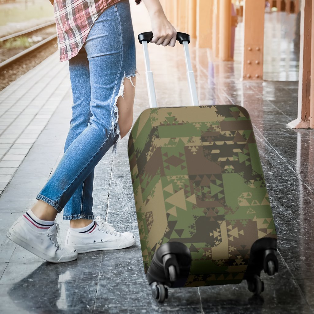 Camouflage Aztec Green Army Print Luggage Cover Protector