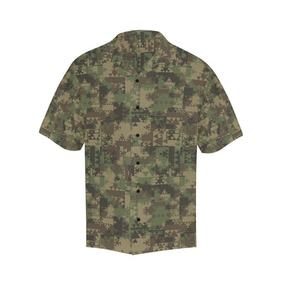 Camouflage Aztec Green Army Print Men Aloha Hawaiian Shirt
