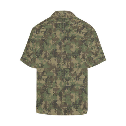 Camouflage Aztec Green Army Print Men Aloha Hawaiian Shirt