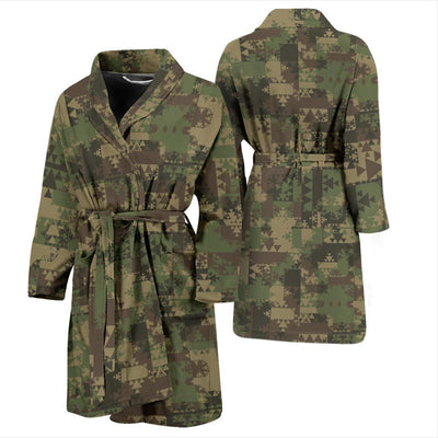 Camouflage Aztec Green Army Print Men Bath Robe-JTAMIGO.COM