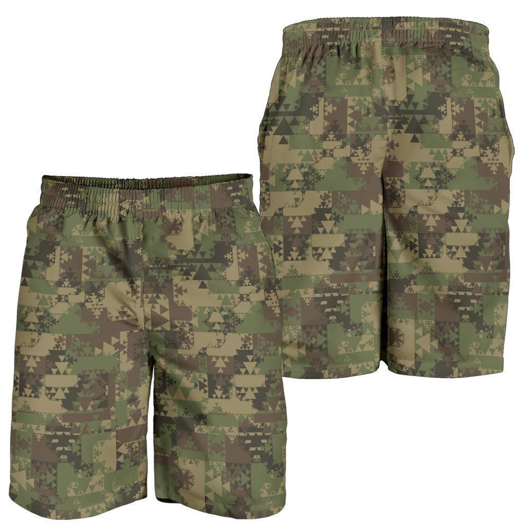 Camouflage Aztec Green Army Print Mens Shorts-JTAMIGO.COM