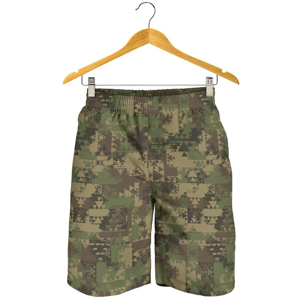 Camouflage Aztec Green Army Print Mens Shorts-JTAMIGO.COM