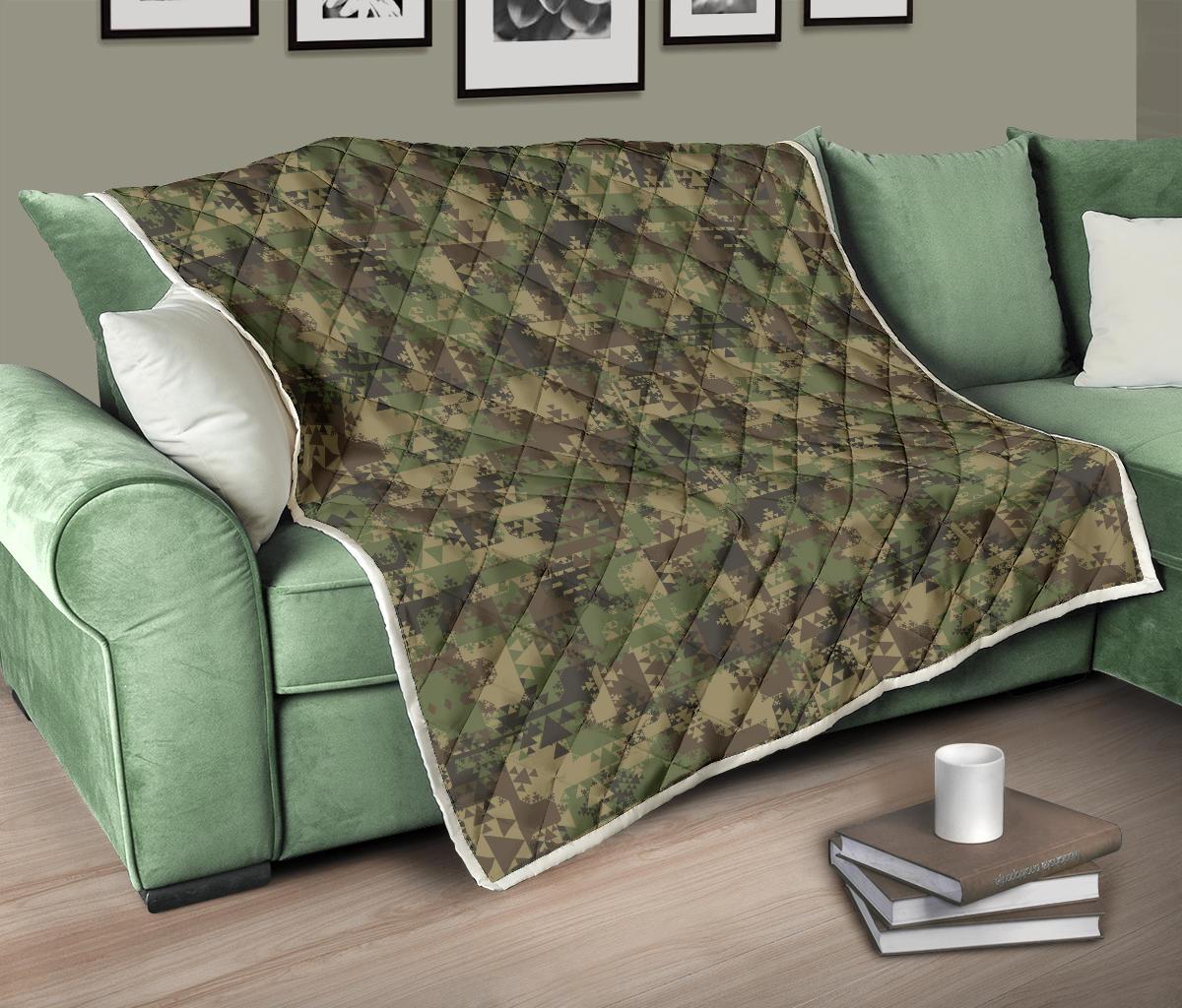Camouflage Aztec Green Army Print Premium Quilt-JTAMIGO.COM