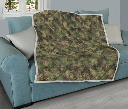 Camouflage Aztec Green Army Print Premium Quilt-JTAMIGO.COM
