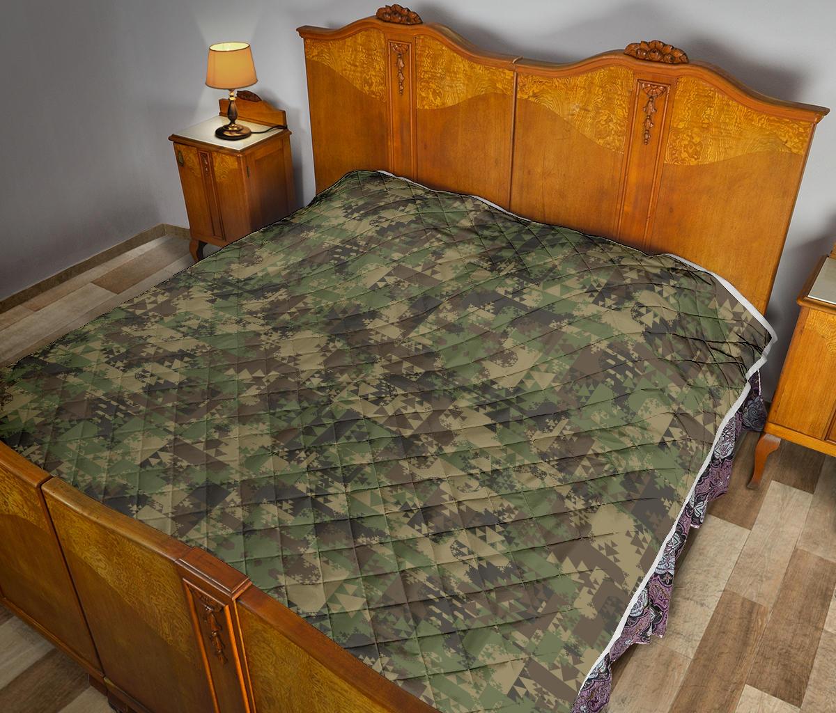Camouflage Aztec Green Army Print Premium Quilt-JTAMIGO.COM