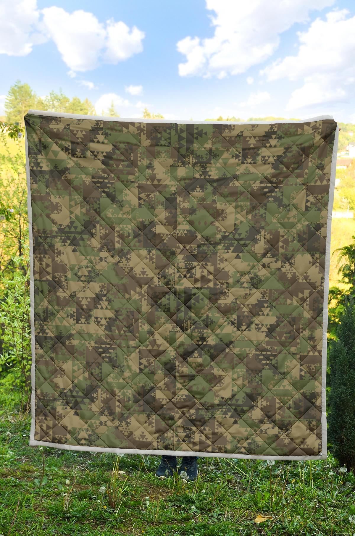 Camouflage Aztec Green Army Print Premium Quilt-JTAMIGO.COM
