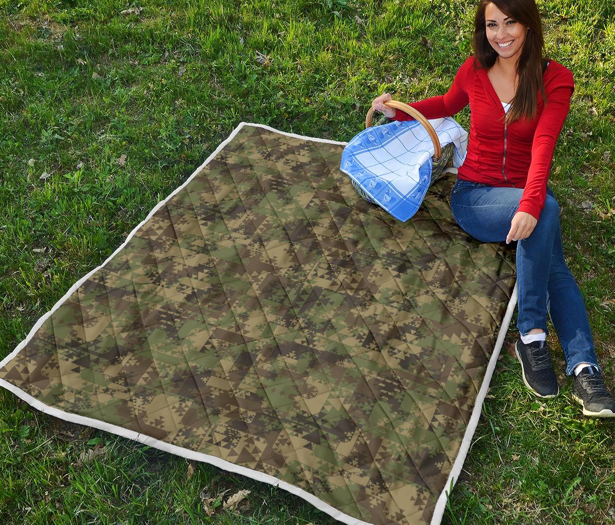 Camouflage Aztec Green Army Print Premium Quilt-JTAMIGO.COM