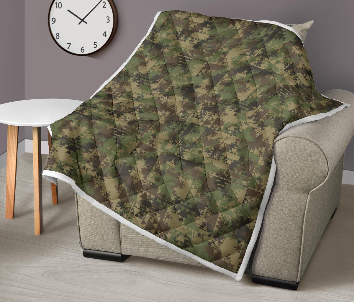 Camouflage Aztec Green Army Print Premium Quilt-JTAMIGO.COM