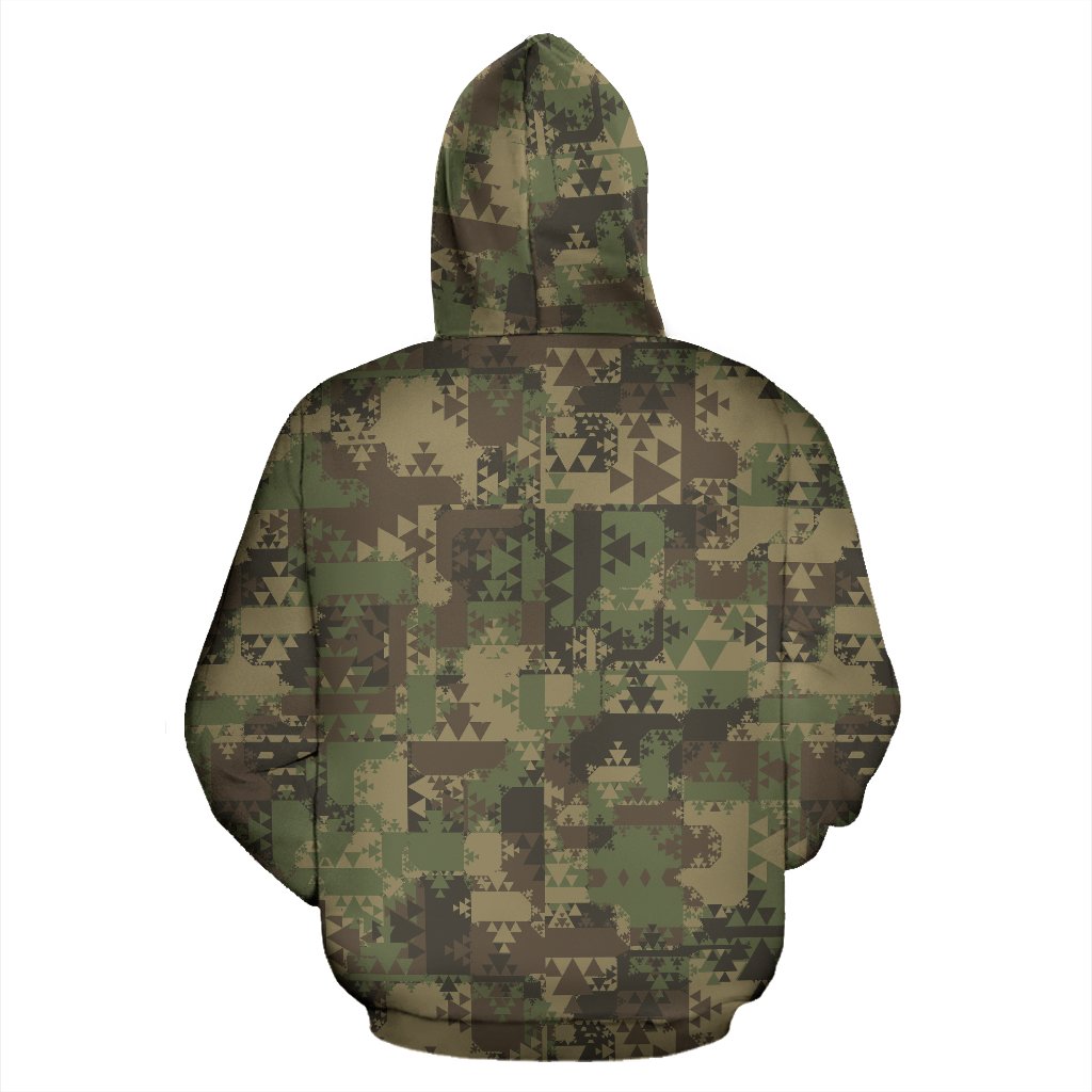 Camouflage Aztec Green Army Print Pullover Hoodie