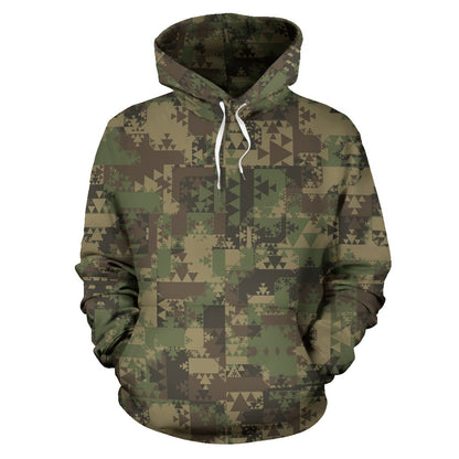 Camouflage Aztec Green Army Print Pullover Hoodie