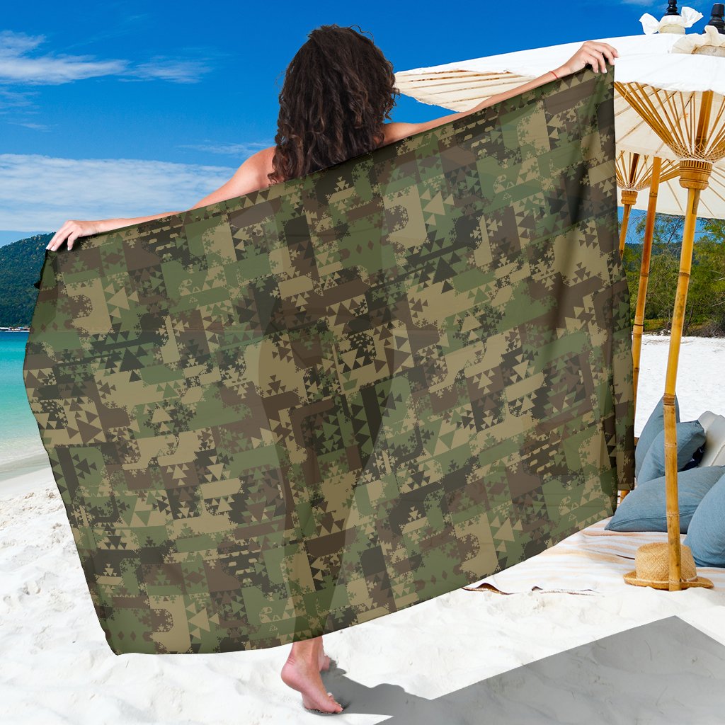 Camouflage Aztec Green Army Print Sarong Pareo Wrap