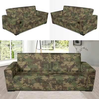 Camouflage Aztec Green Army Print Sofa Slipcover-JTAMIGO.COM