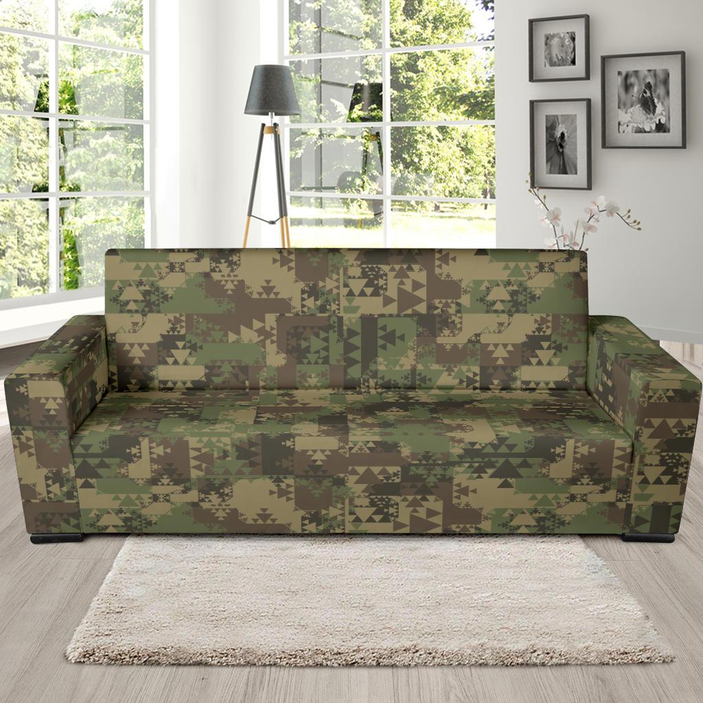 Camouflage Aztec Green Army Print Sofa Slipcover-JTAMIGO.COM