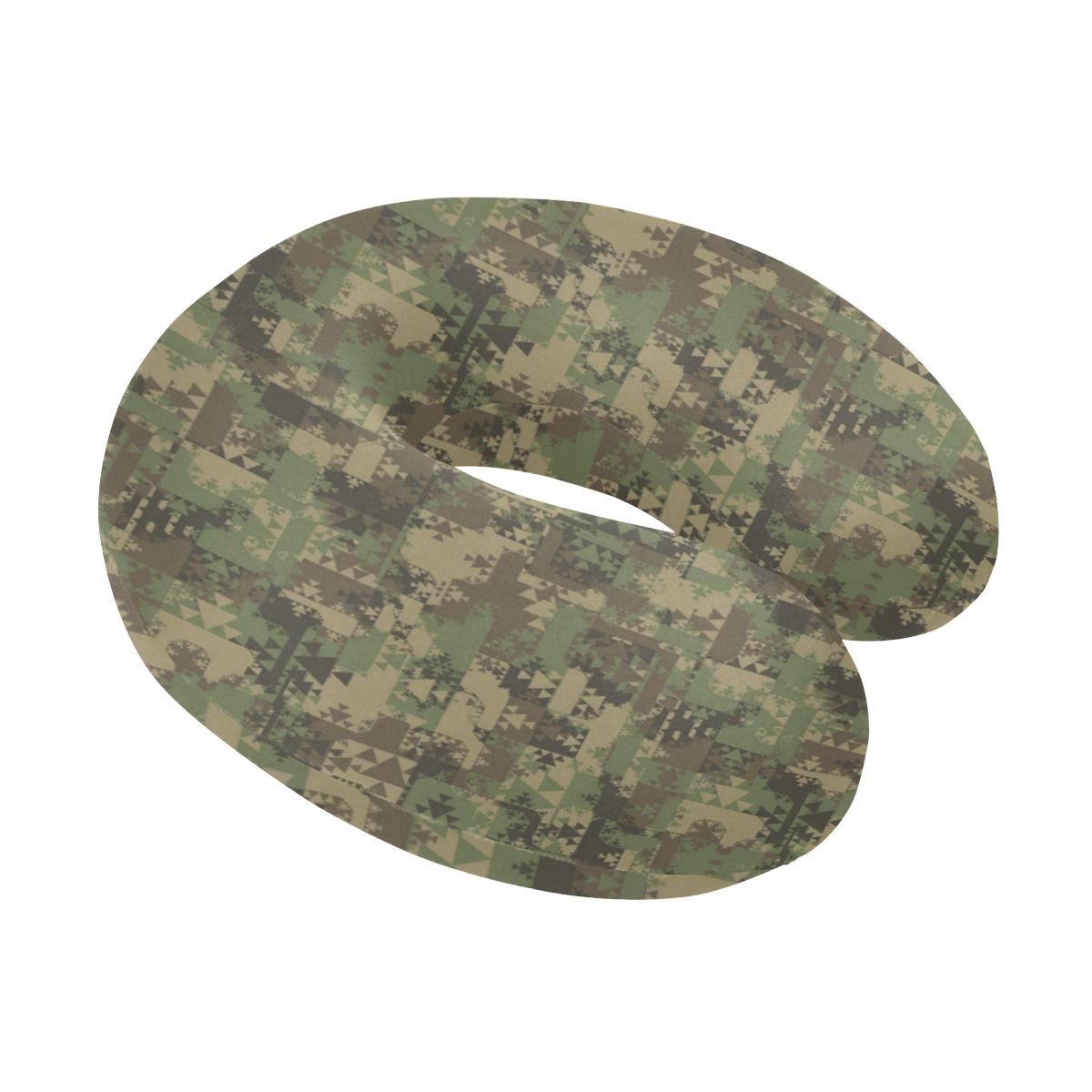 Camouflage Aztec Green Army Print U-Shaped Travel Neck Pillow-JTAMIGO.COM