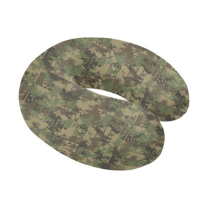 Camouflage Aztec Green Army Print U-Shaped Travel Neck Pillow-JTAMIGO.COM