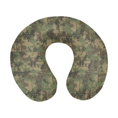 Camouflage Aztec Green Army Print U-Shaped Travel Neck Pillow-JTAMIGO.COM