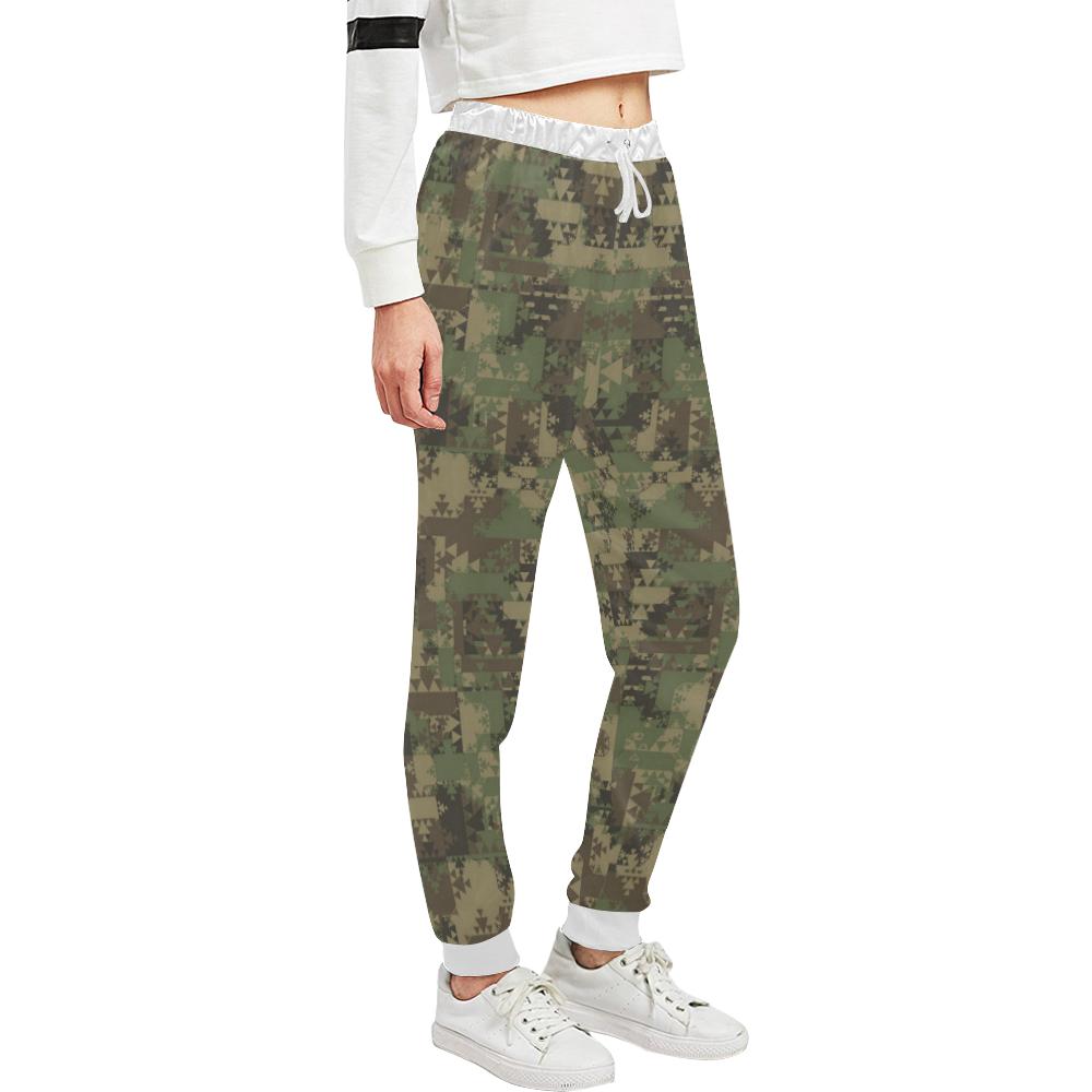 Camouflage Aztec Green Army Print Unisex Casual Sweatpants (Model L11)-JTAMIGO.COM