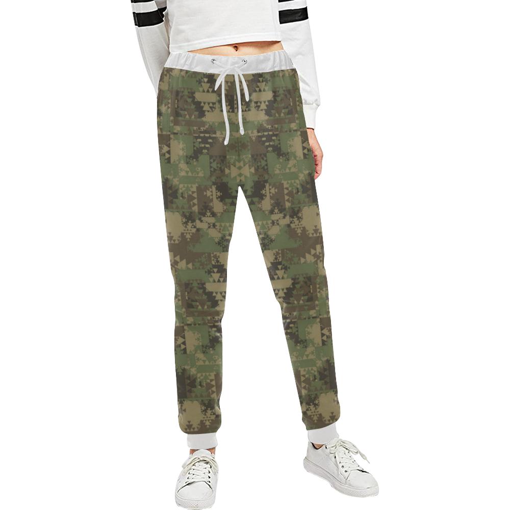 Camouflage Aztec Green Army Print Unisex Casual Sweatpants (Model L11)-JTAMIGO.COM