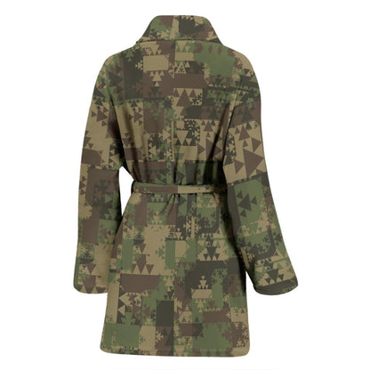 Camouflage Aztec Green Army Print Women Bath Robe-JTAMIGO.COM