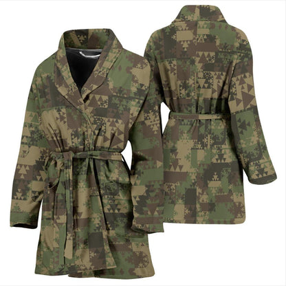 Camouflage Aztec Green Army Print Women Bath Robe-JTAMIGO.COM