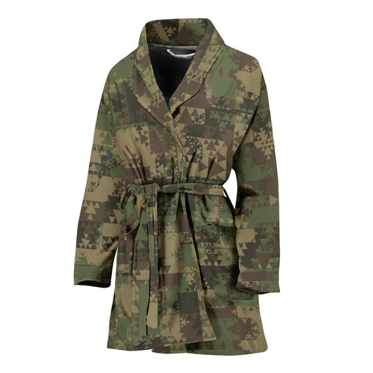 Camouflage Aztec Green Army Print Women Bath Robe-JTAMIGO.COM