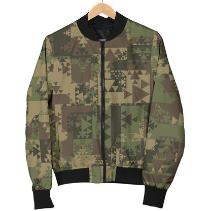 Camouflage Aztec Green Army Print Women Casual Bomber Jacket