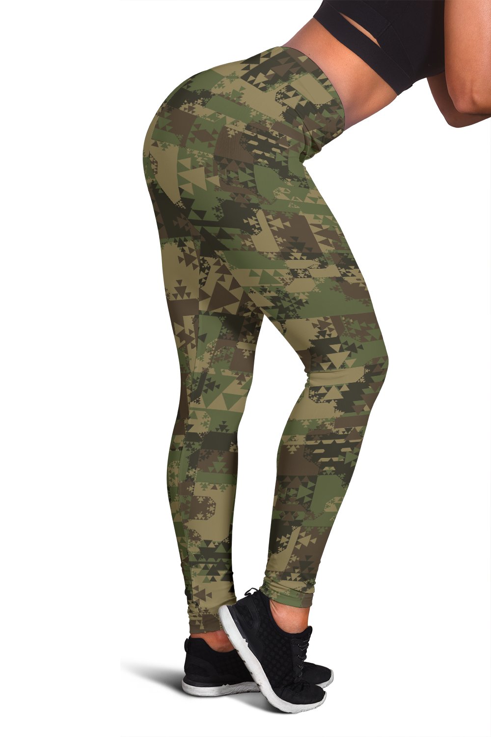 Camouflage Aztec Green Army Print Women Leggings