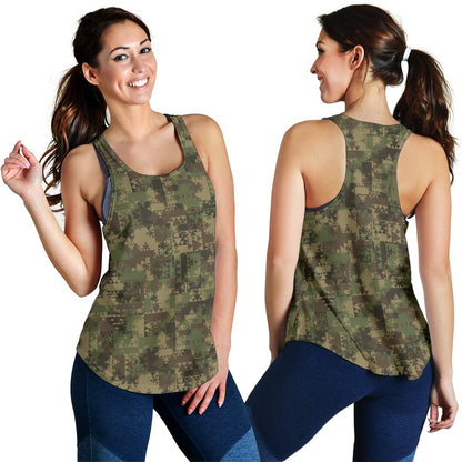 Camouflage Aztec Green Army Print Women Racerback Tank Top