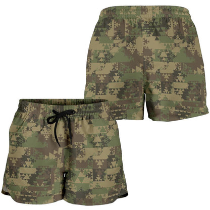 Camouflage Aztec Green Army Print Women Shorts-JTAMIGO.COM