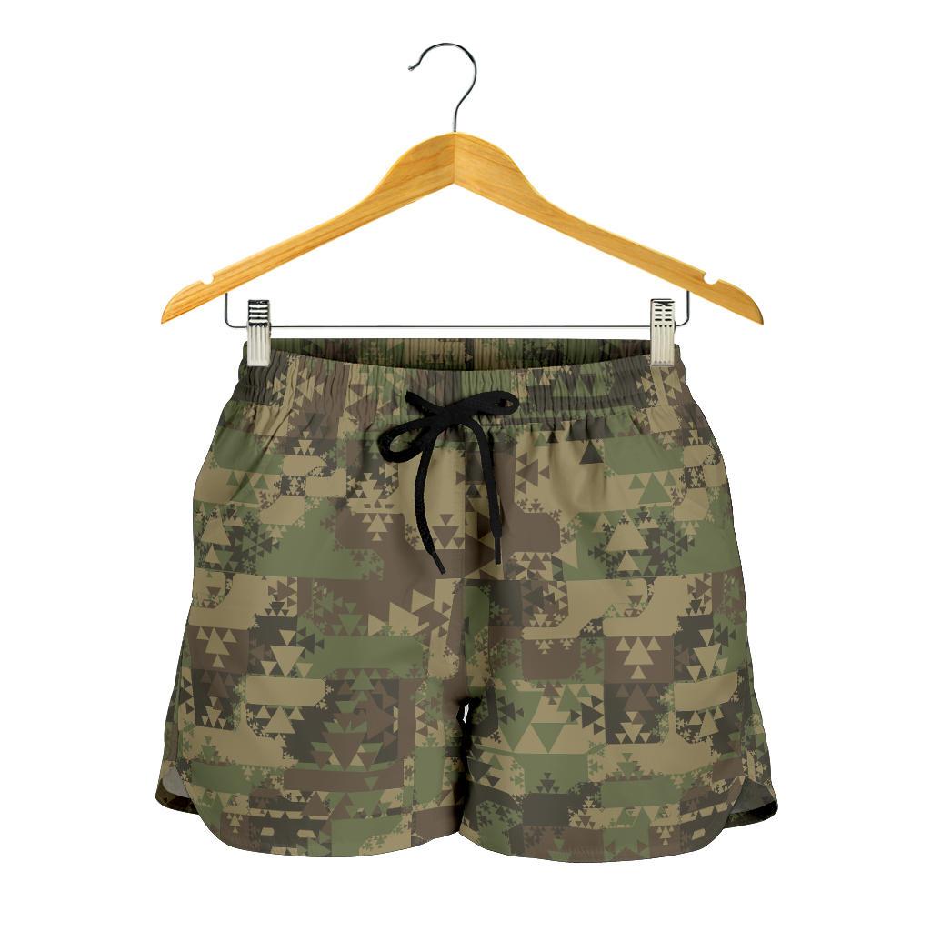Camouflage Aztec Green Army Print Women Shorts-JTAMIGO.COM