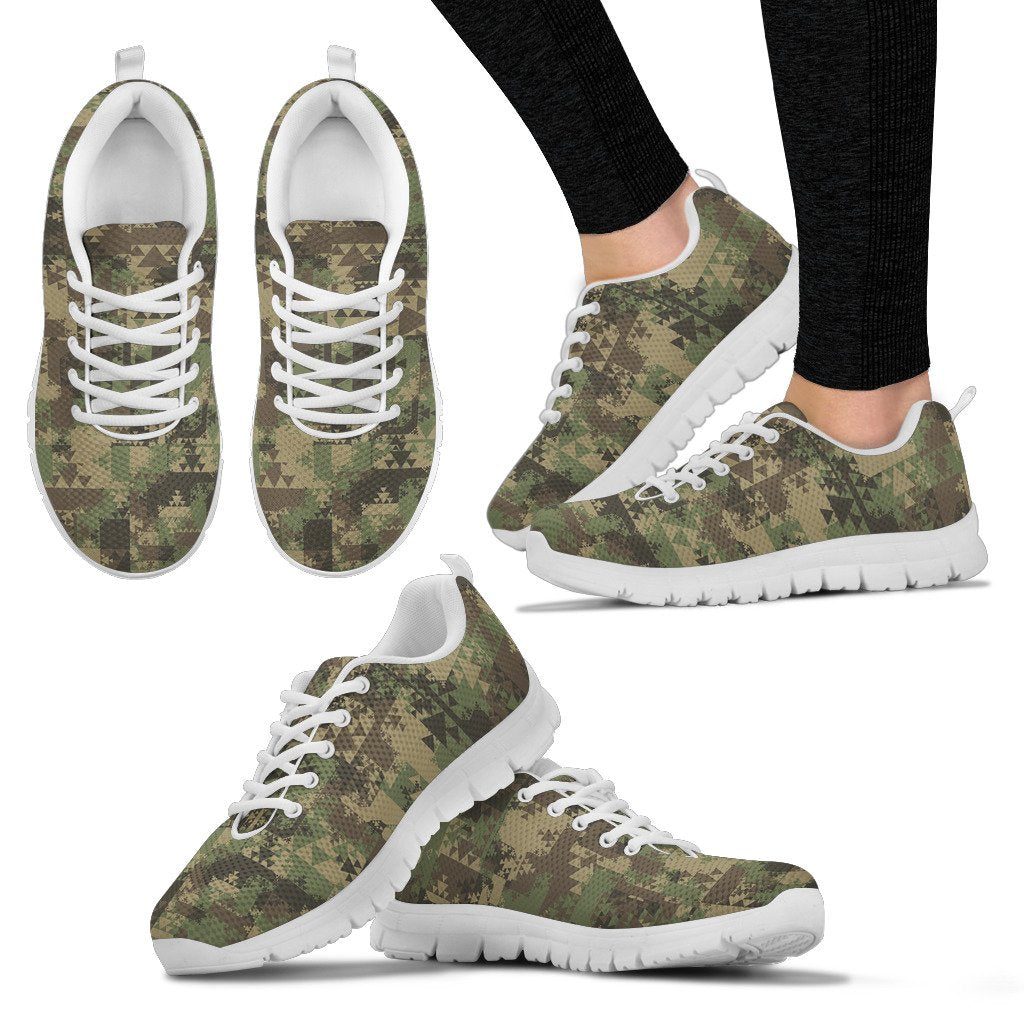 Camouflage Aztec Green Army Print Women Sneakers Shoes
