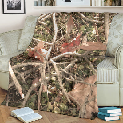 Camouflage Realistic Tree Authumn Print Fleece Blanket