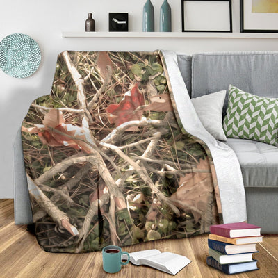 Camouflage Realistic Tree Authumn Print Fleece Blanket