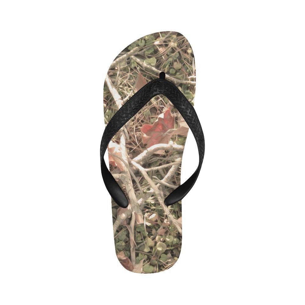 Camouflage Realistic Tree Authumn Print Flip Flops-JTAMIGO.COM