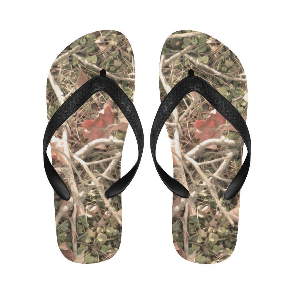 Camouflage Realistic Tree Authumn Print Flip Flops-JTAMIGO.COM