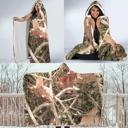 Camouflage Realistic Tree Authumn Print Hooded Blanket-JTAMIGO.COM
