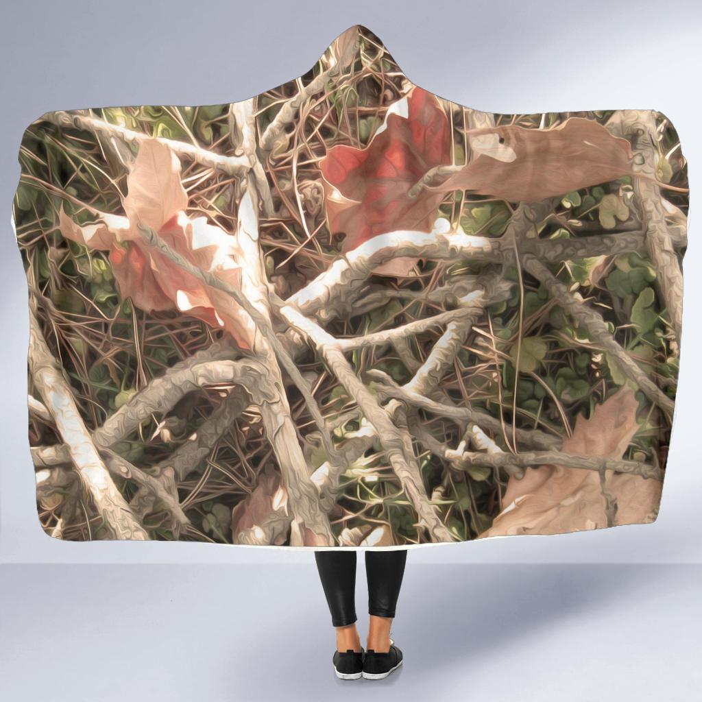 Camouflage Realistic Tree Authumn Print Hooded Blanket-JTAMIGO.COM